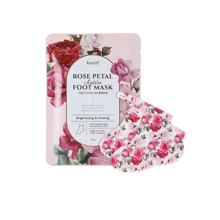 Masque pour les pieds en satin aux pétales de rose KOELF