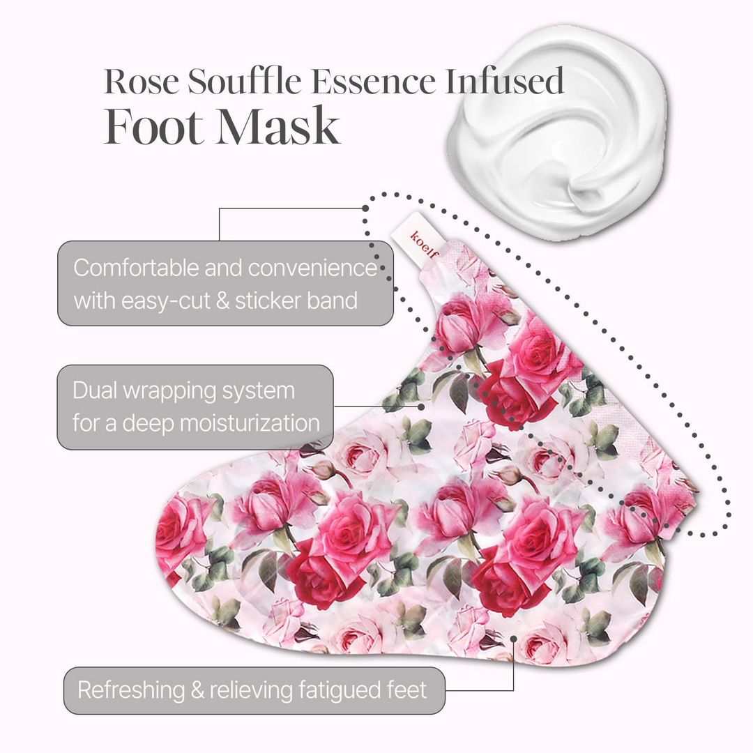 Masque pour les pieds en satin aux pétales de rose KOELF