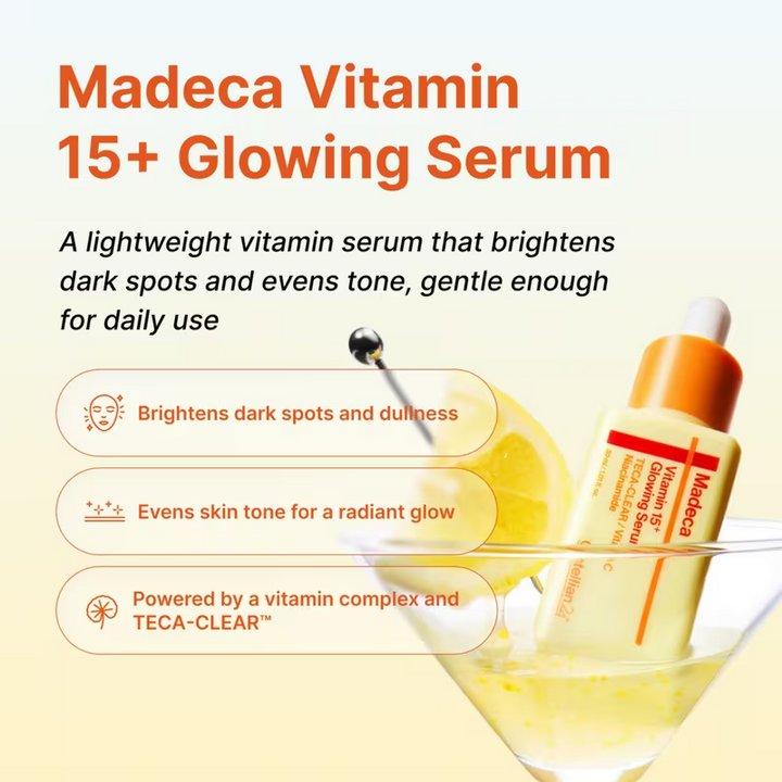 CENTELLIAN24 Madeca Vitamin 15 Glowing Serum benefits brightens dark spots and evens tone