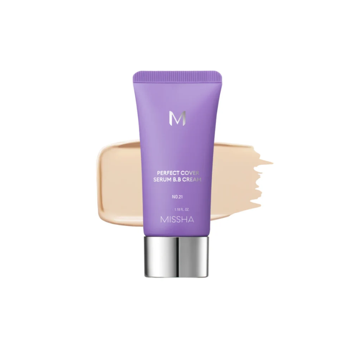 MISSHA Perfect Cover Serum BB Cream No.21 - tube with swatch